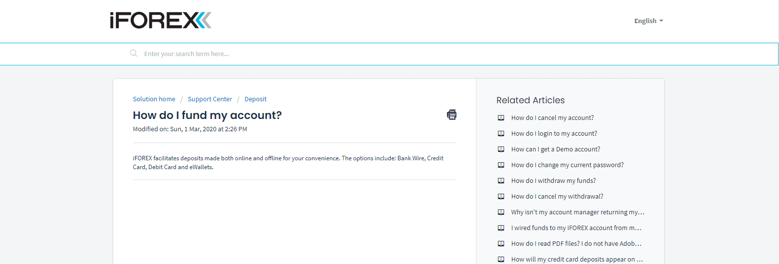 iForex Review deposit info
